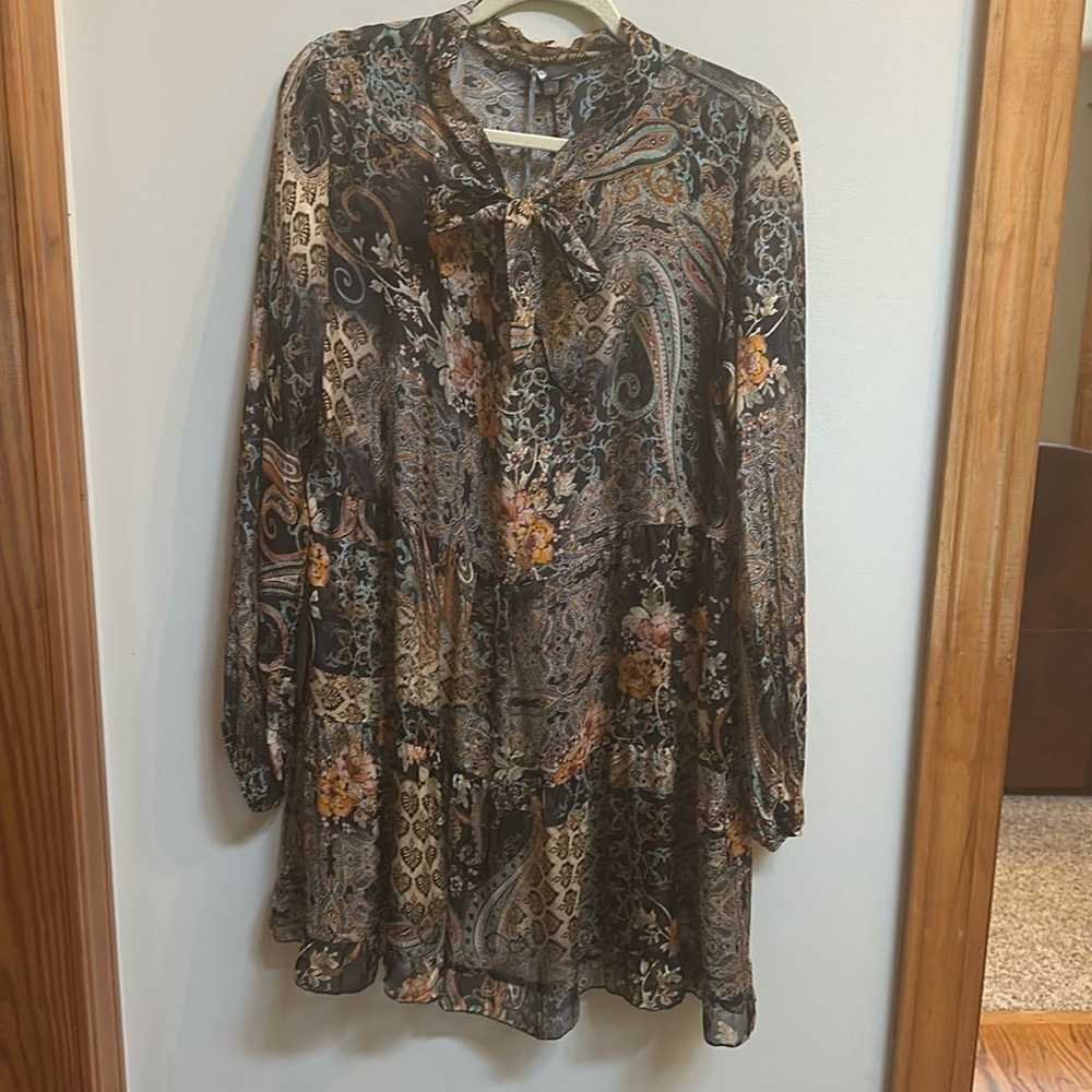 Long sleeve silk sheet dress - NWT - M made in Italy